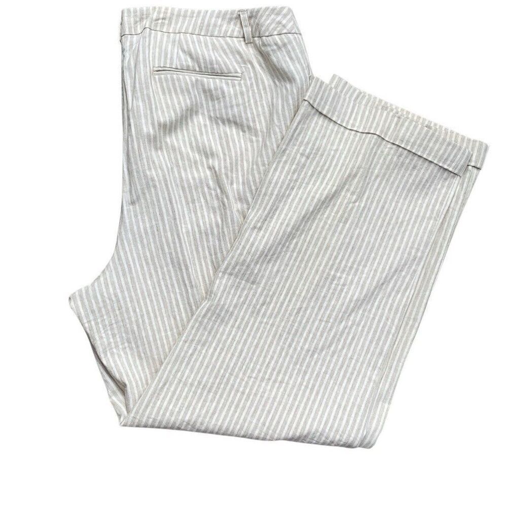 Lane Bryant Lena Pants Cream Stripe Linen Blend Summer Trouser Size 22 NEW
